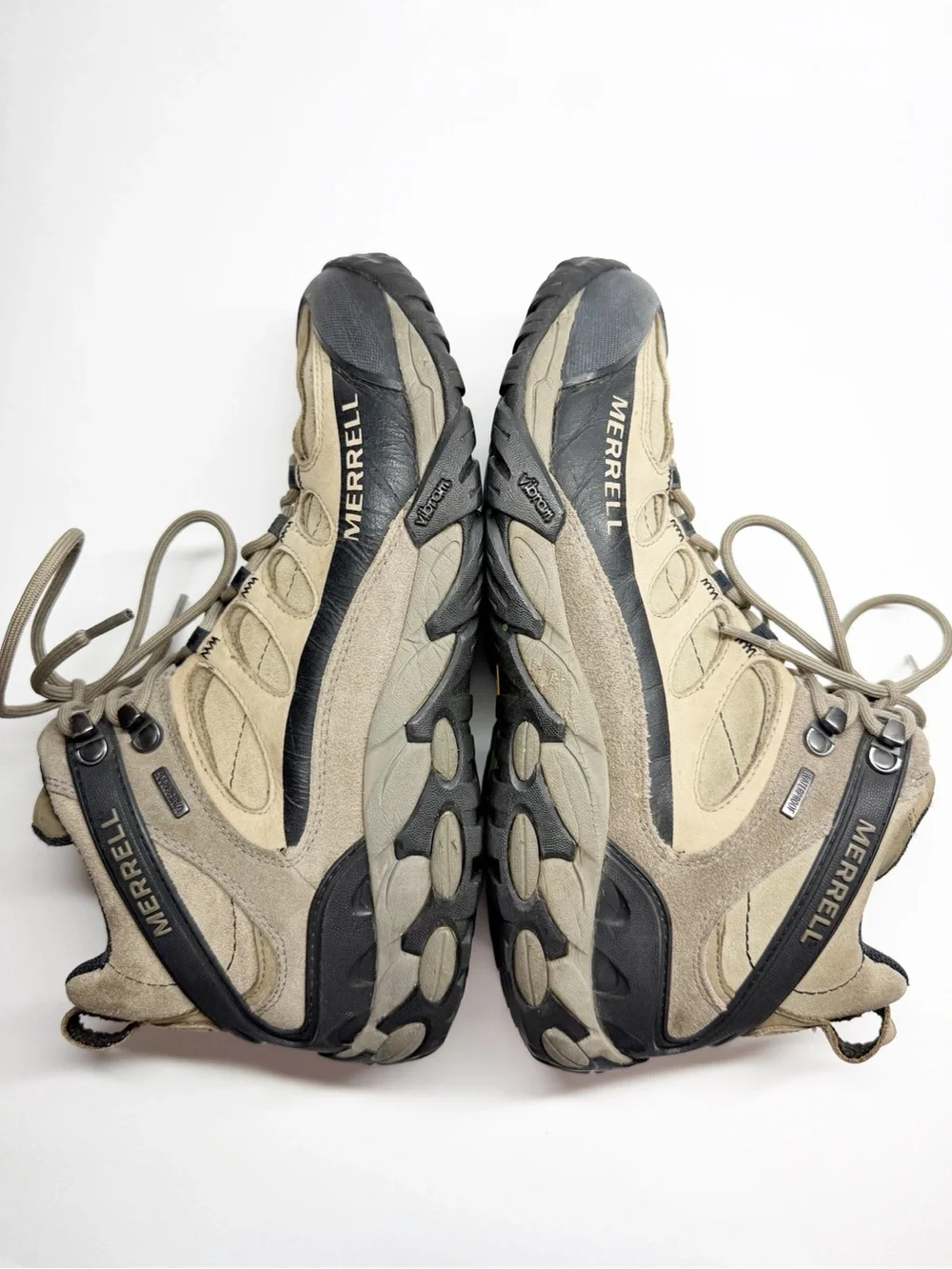 Merrell Refuge Core Mid Waterproof Vibram Sole Hiking Boots Brindle Tan Size 10